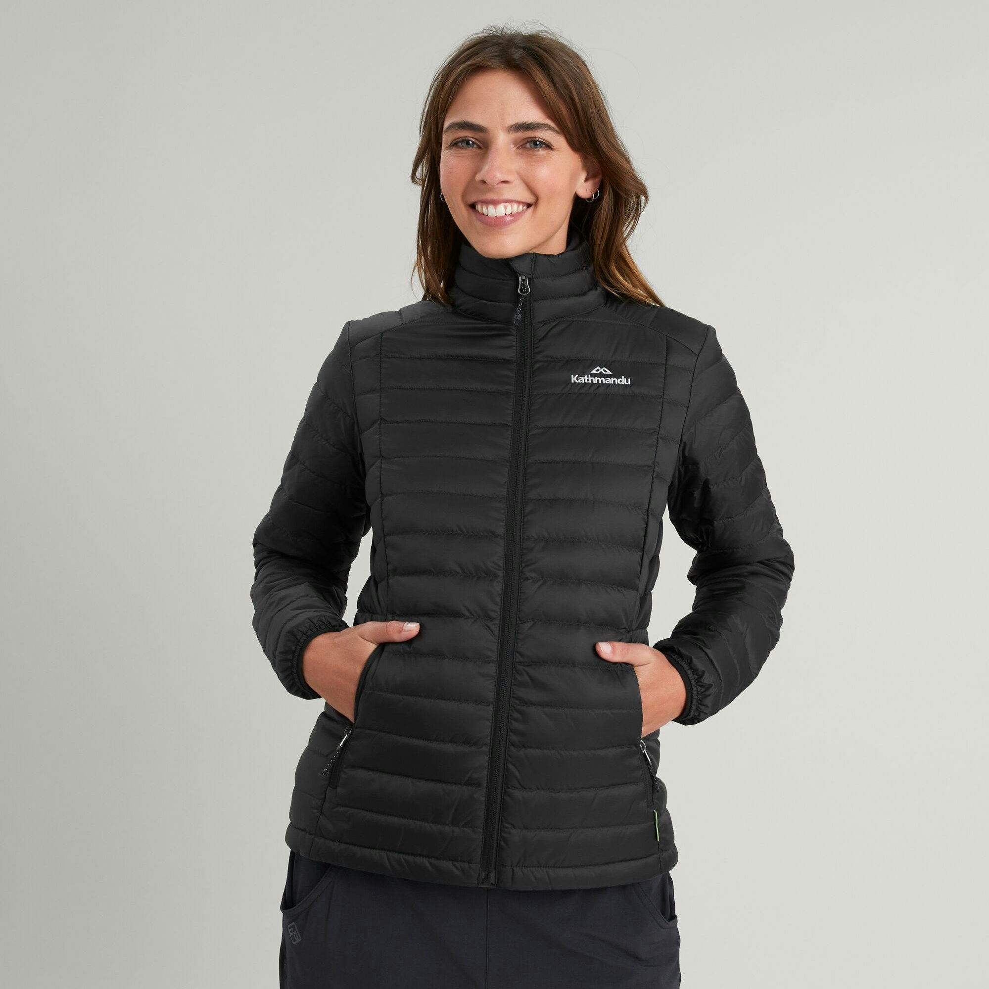 Essentials Women's Lightweight Water-Resistant Sherpa-Lined Hooded  Puffer