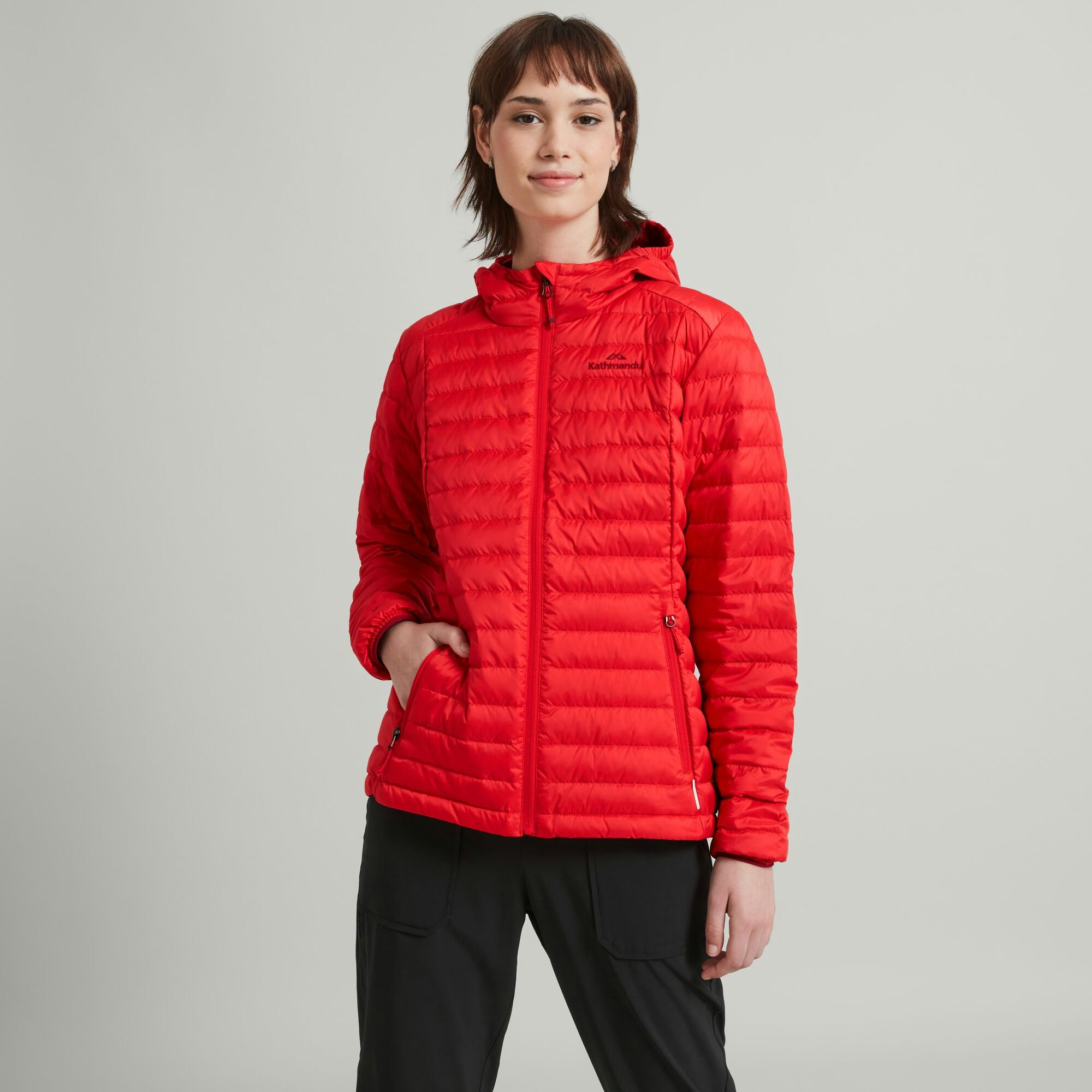 Hooded Down Padded Jacket, Red