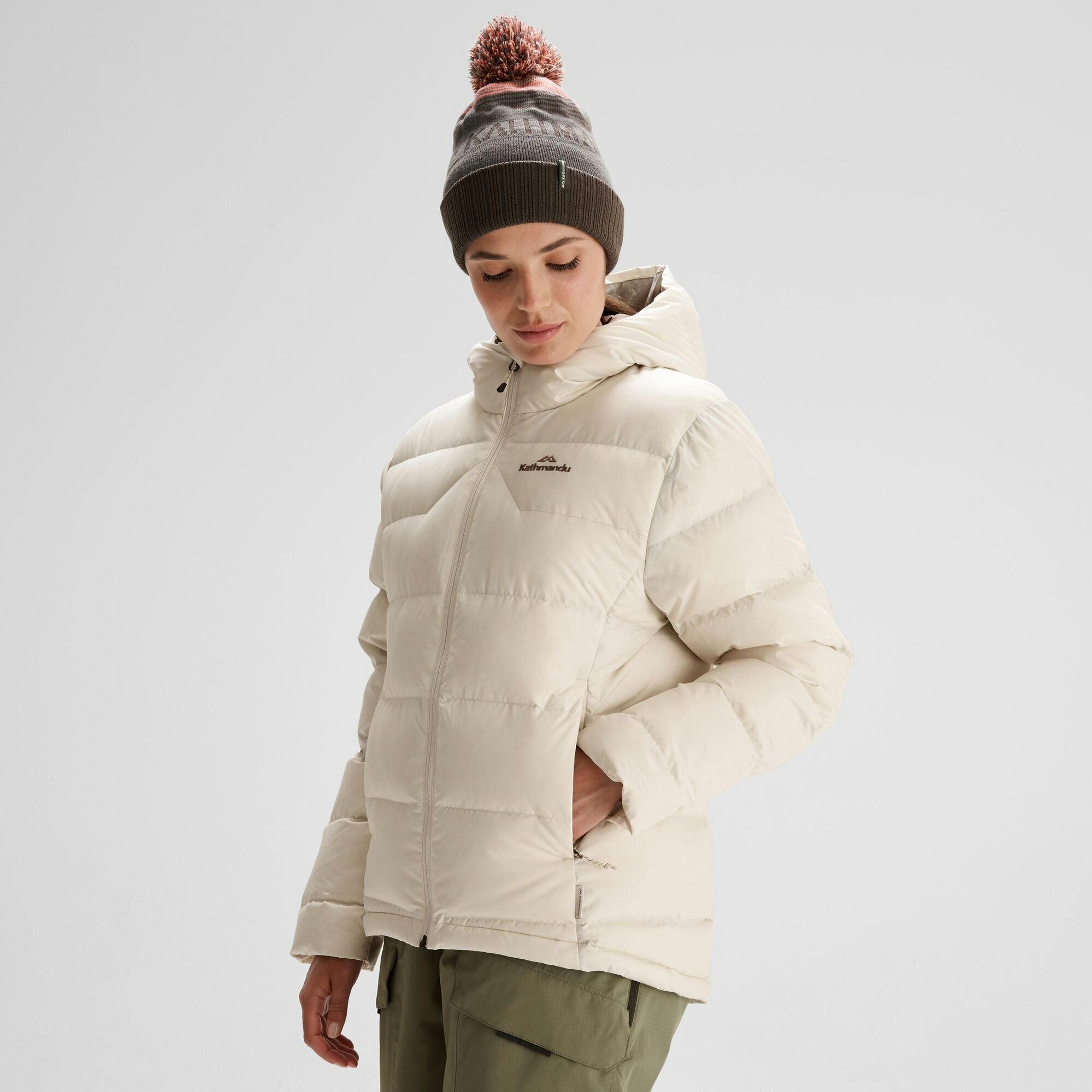 Hooded down puffer jacket store