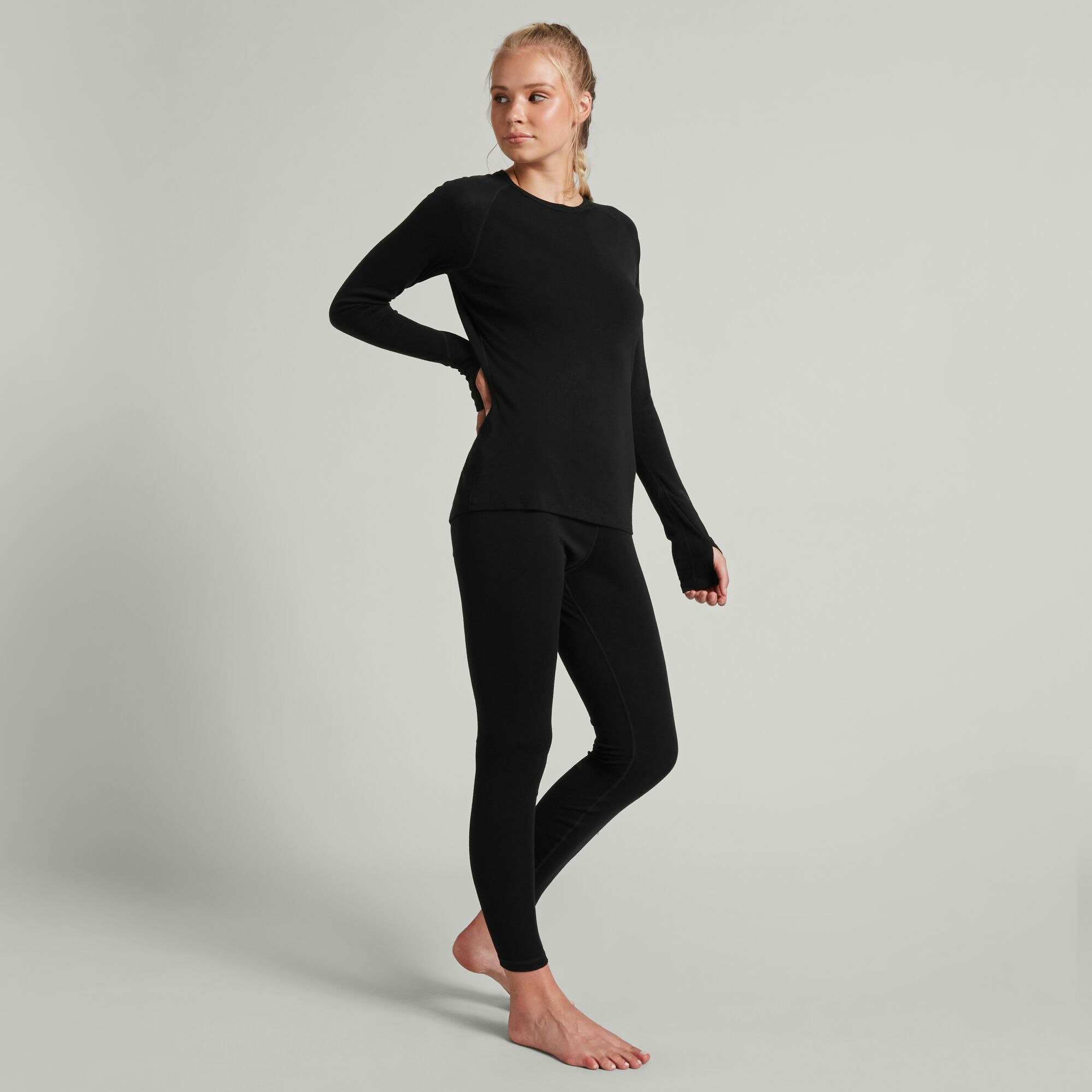 Merino Skins - Unisex Long Sleeve Half Zip Front - Black - Merino Skins