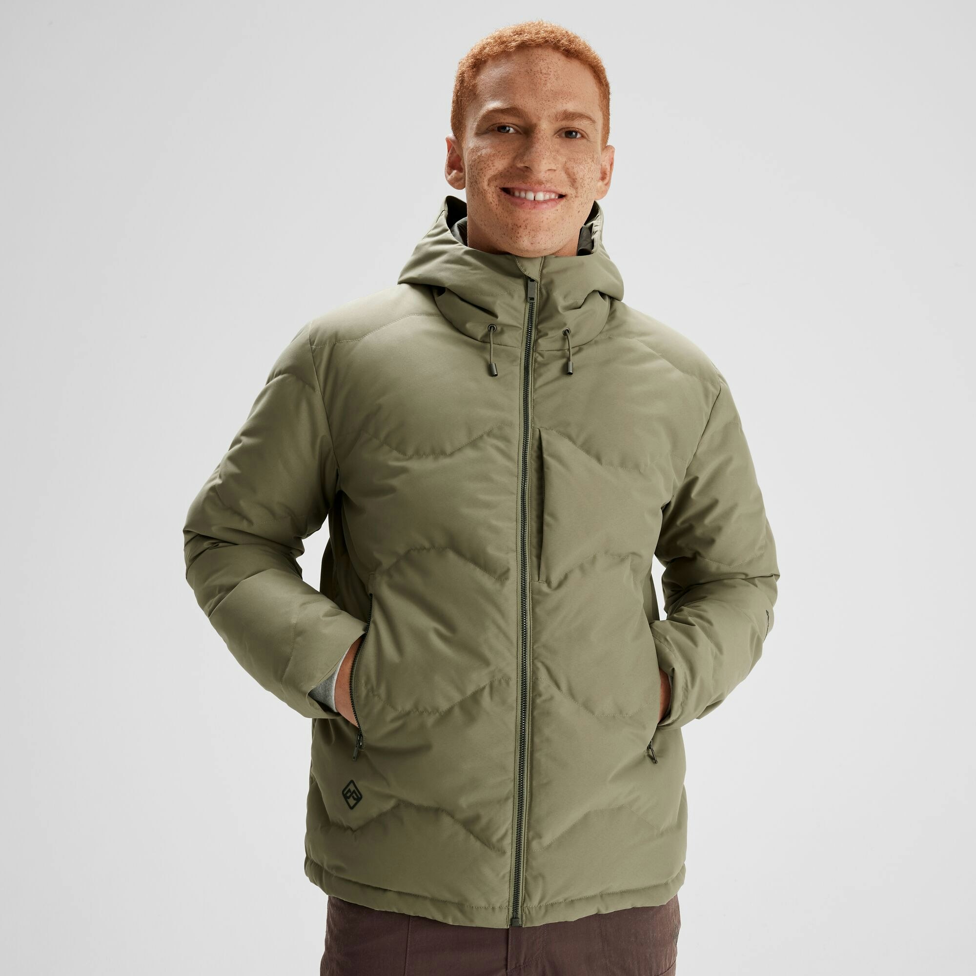 Mens hooded down parka top