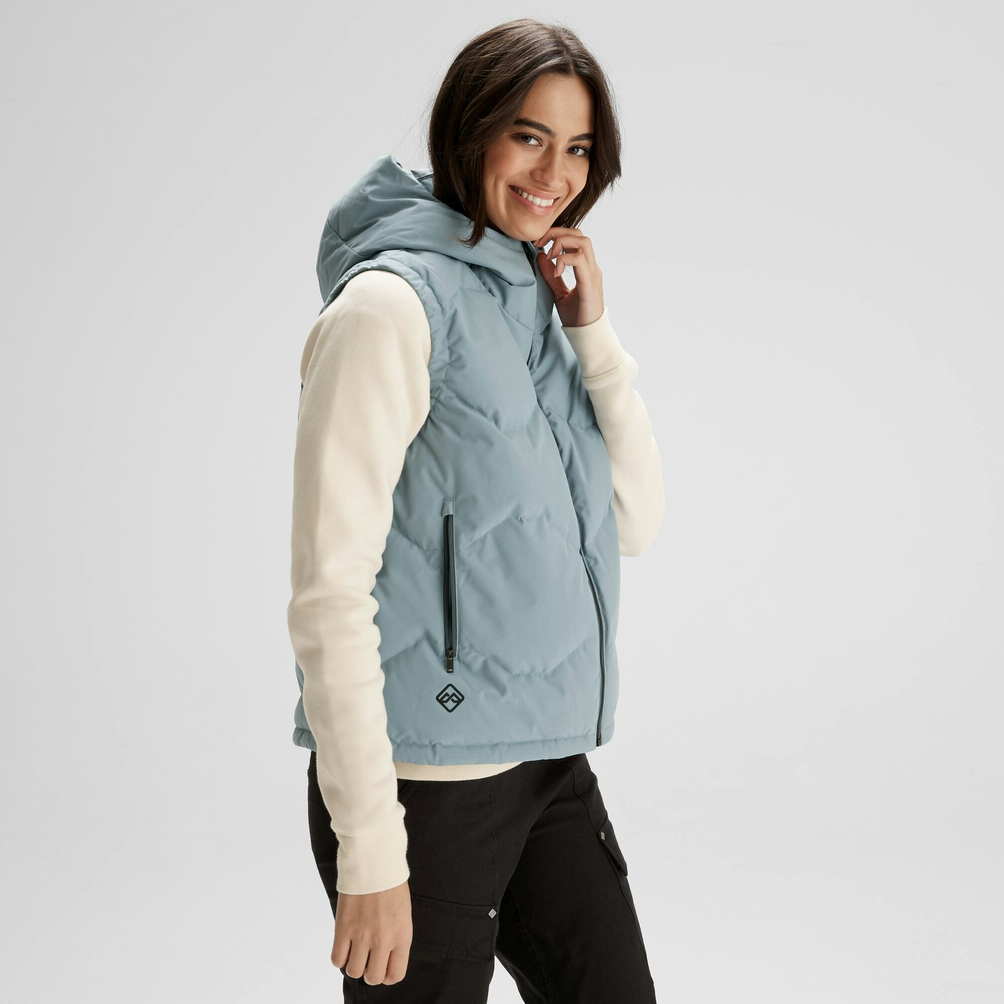 Womens long hooded vest deals