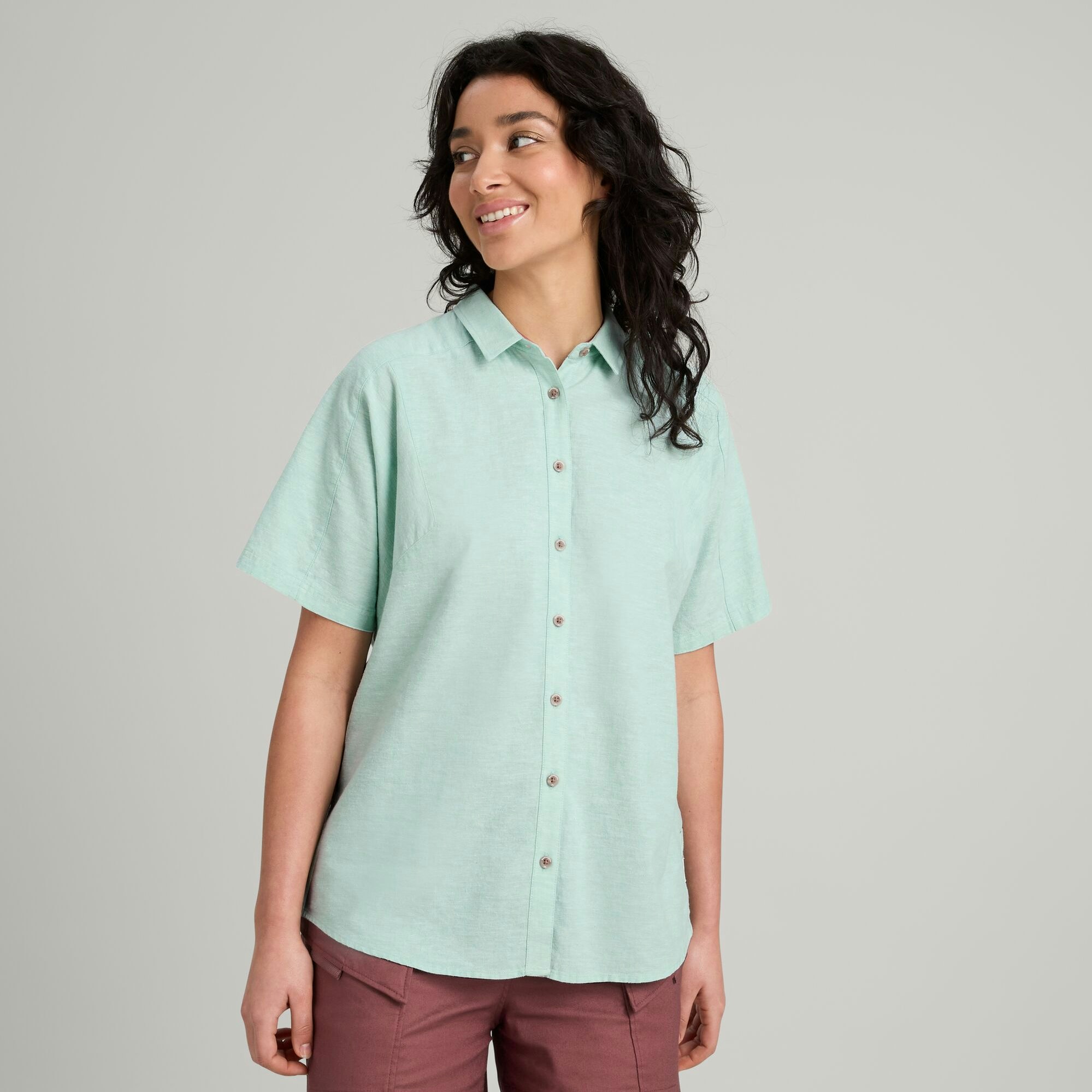 Cathalem Womens Shirts Short Sleeve Cotton T-Shirts Loose Fit Basic Tees  Split Hem,Green L
