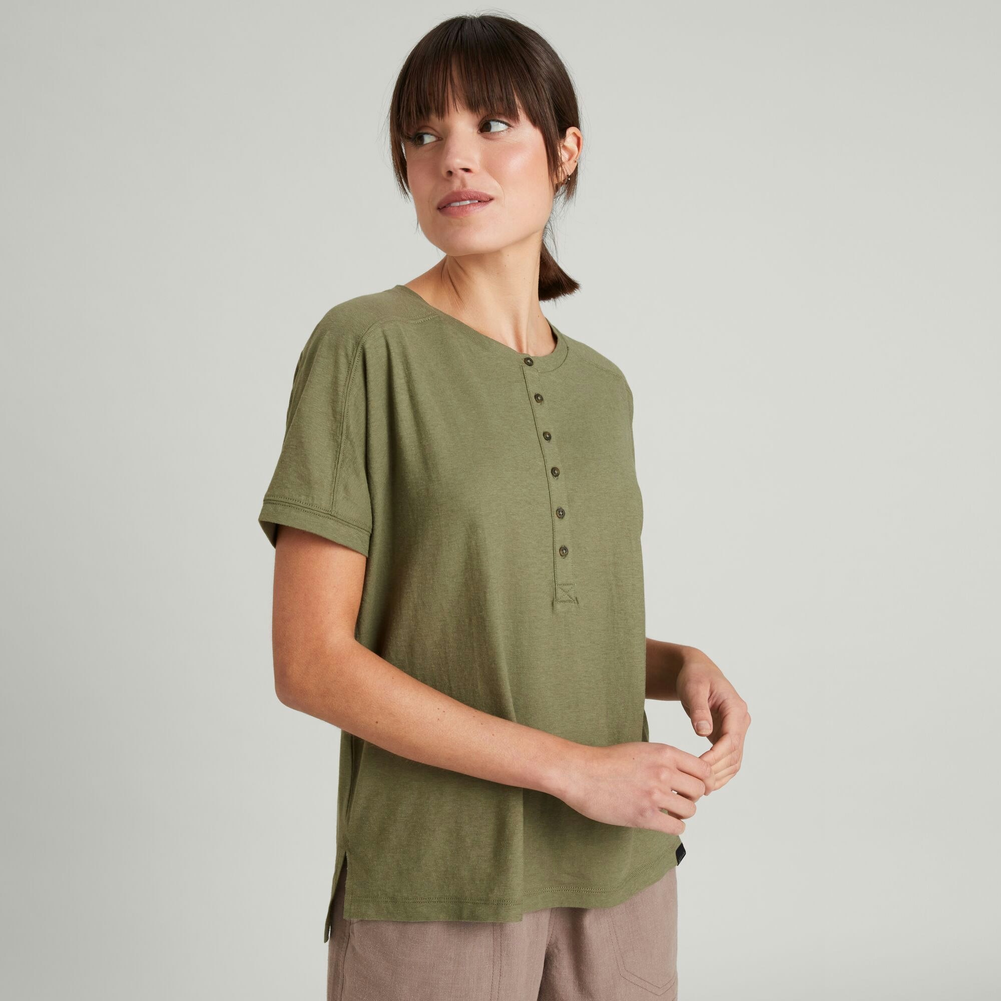 HOT Daze Women s Short Sleeve Henley Tee Kathmandu UK