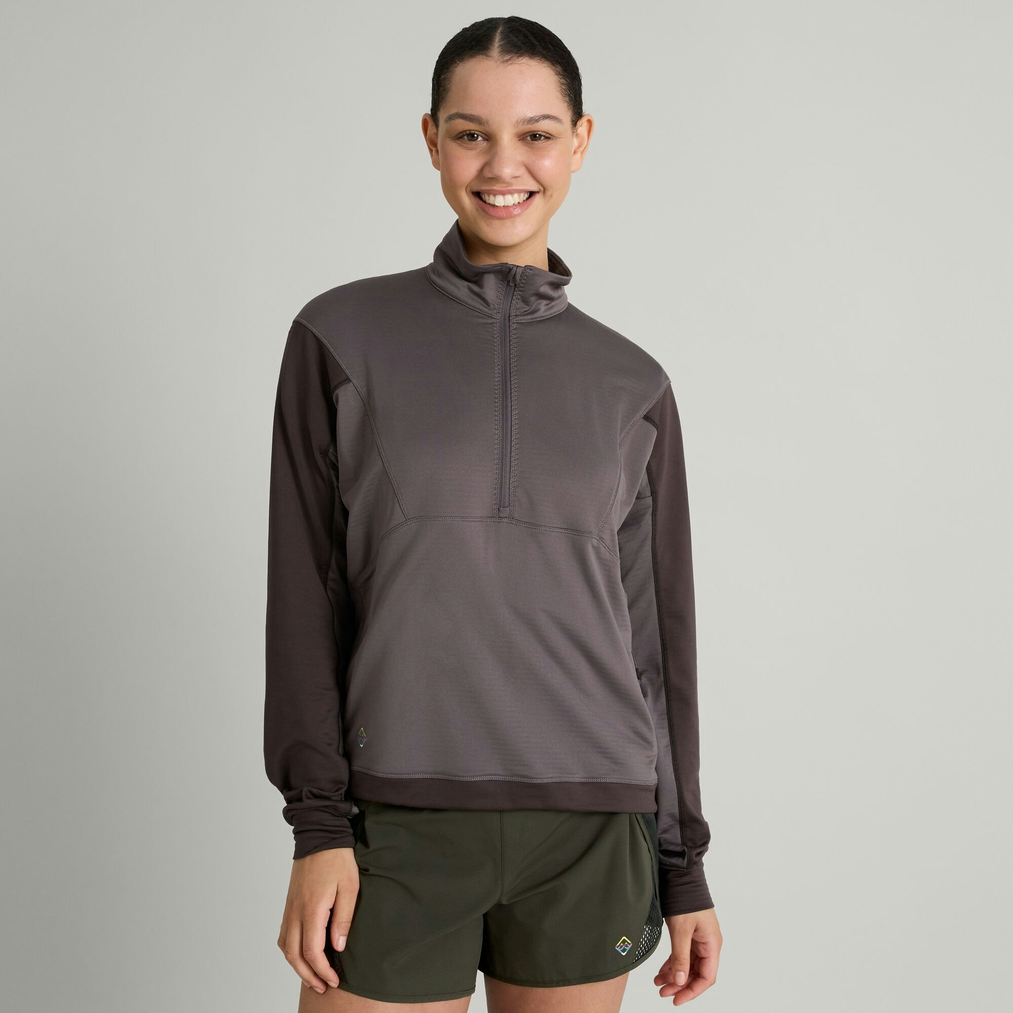 Grey half zip best sale pullover women's