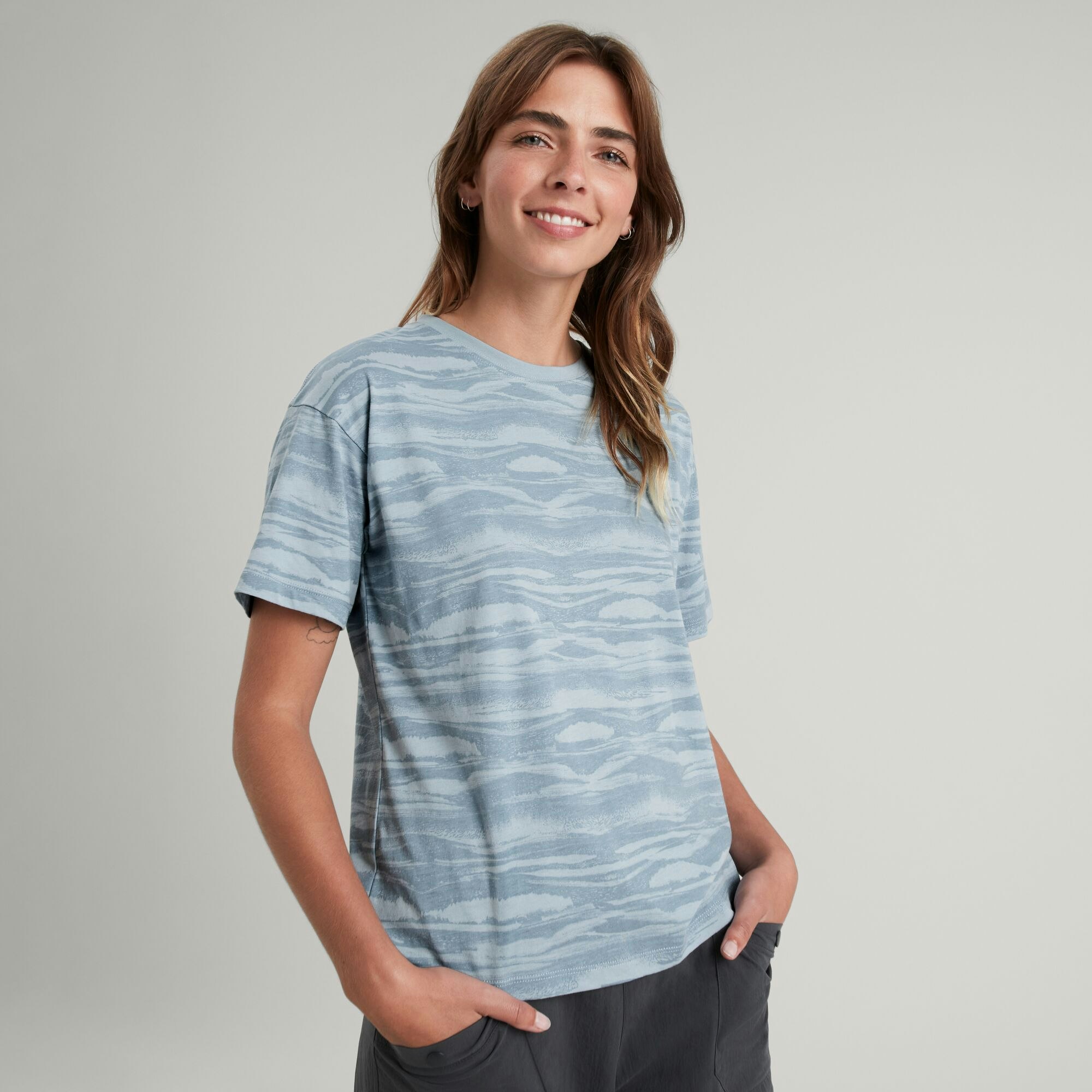 Kathmandu KMD Core Polypro Long Sleeve Tee Shirt Top Medium Blue Stripe