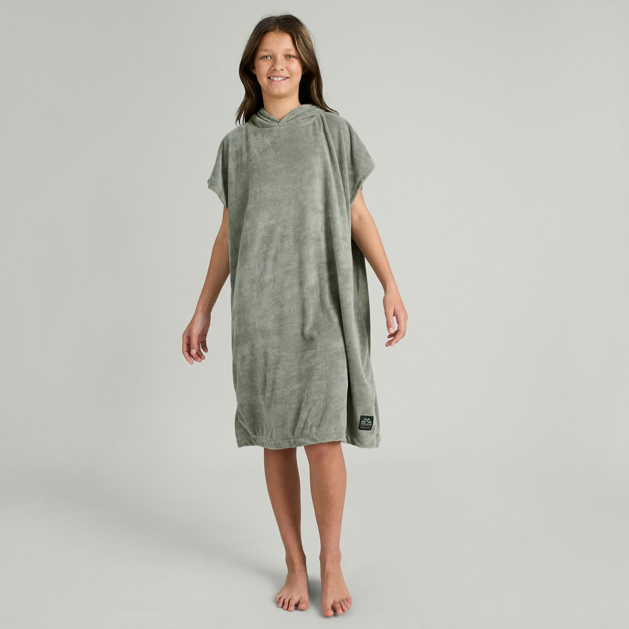 Hooded towel with store sleeves