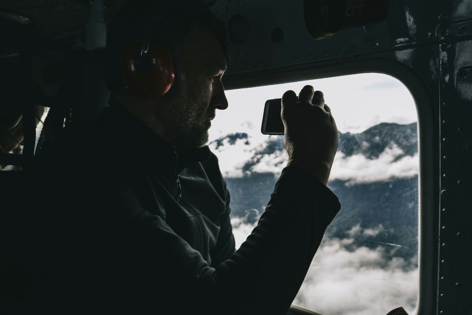 Tim Jarvis in a plane