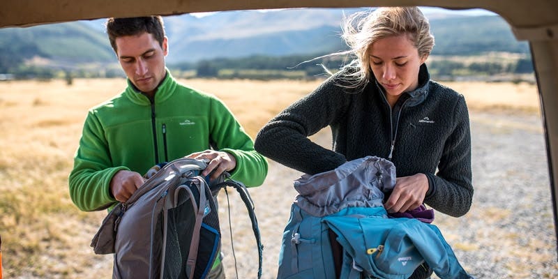 Goodwin and Jo wearing the versatile Trailhead 200 fleece jacket Goodwin and Jo wearing the versatile Trailhead 200 fleece jacket