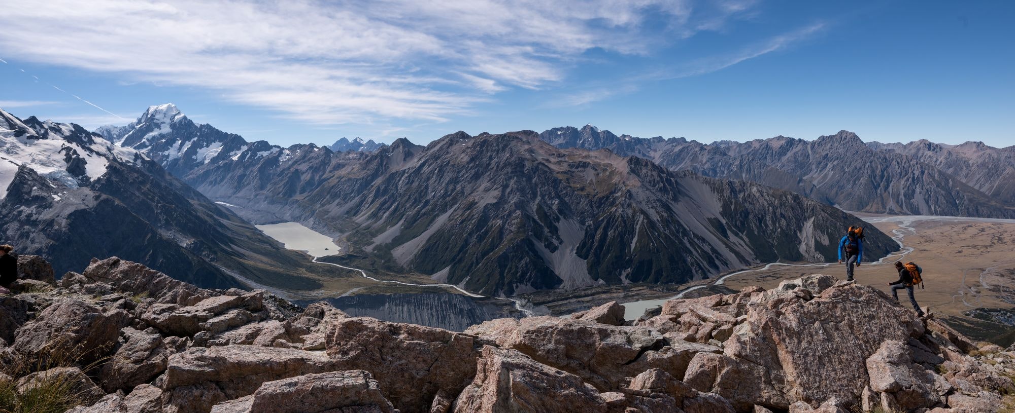 Two hikers on Mount Cook