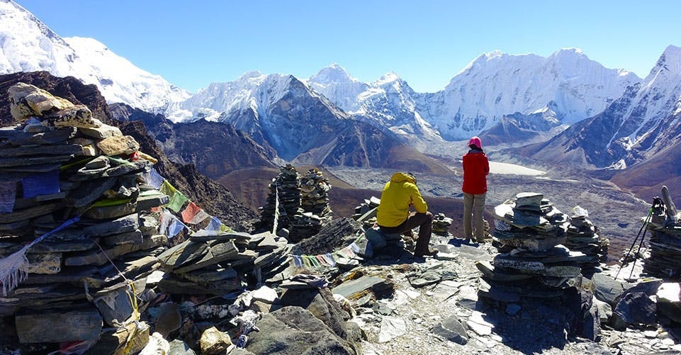 Prayer flags dot the landscape Prayer flags dot the landscape
