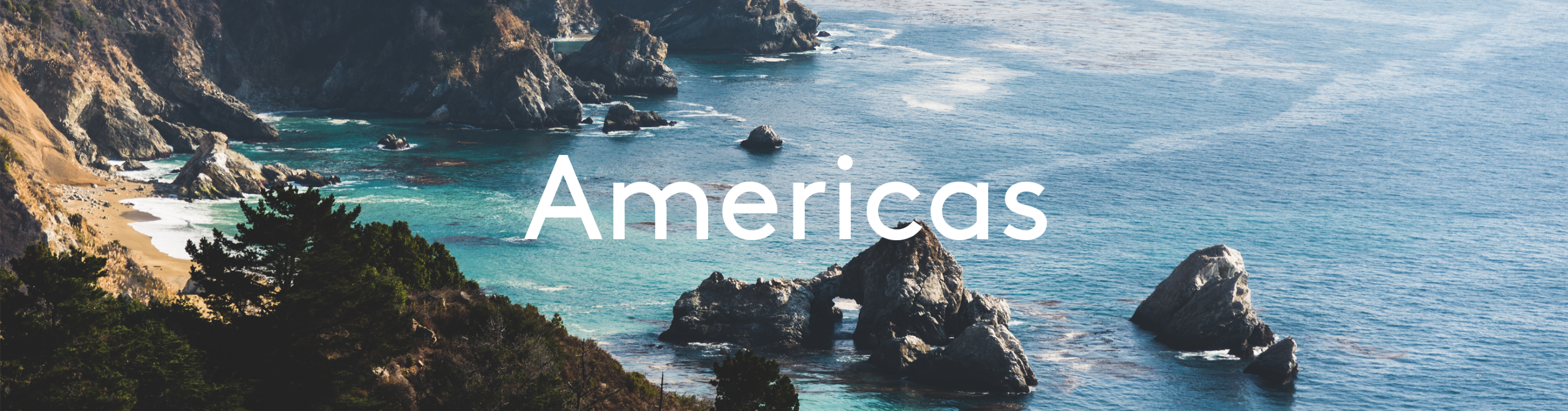The Californian coastline with 'Americas' text overlay