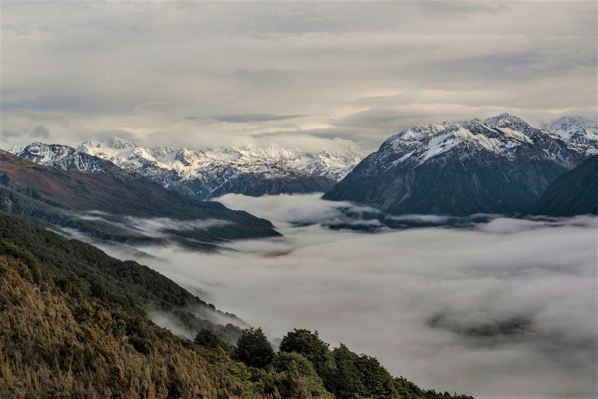 Three people hiking in Arthur's Pass